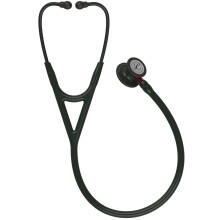 3M Littmann Cardiology IV Diagnostic Stethoscope, Black-Finish Chestpiece, Black Tube, Red Stem and Black Headset, 27 inch, 6200