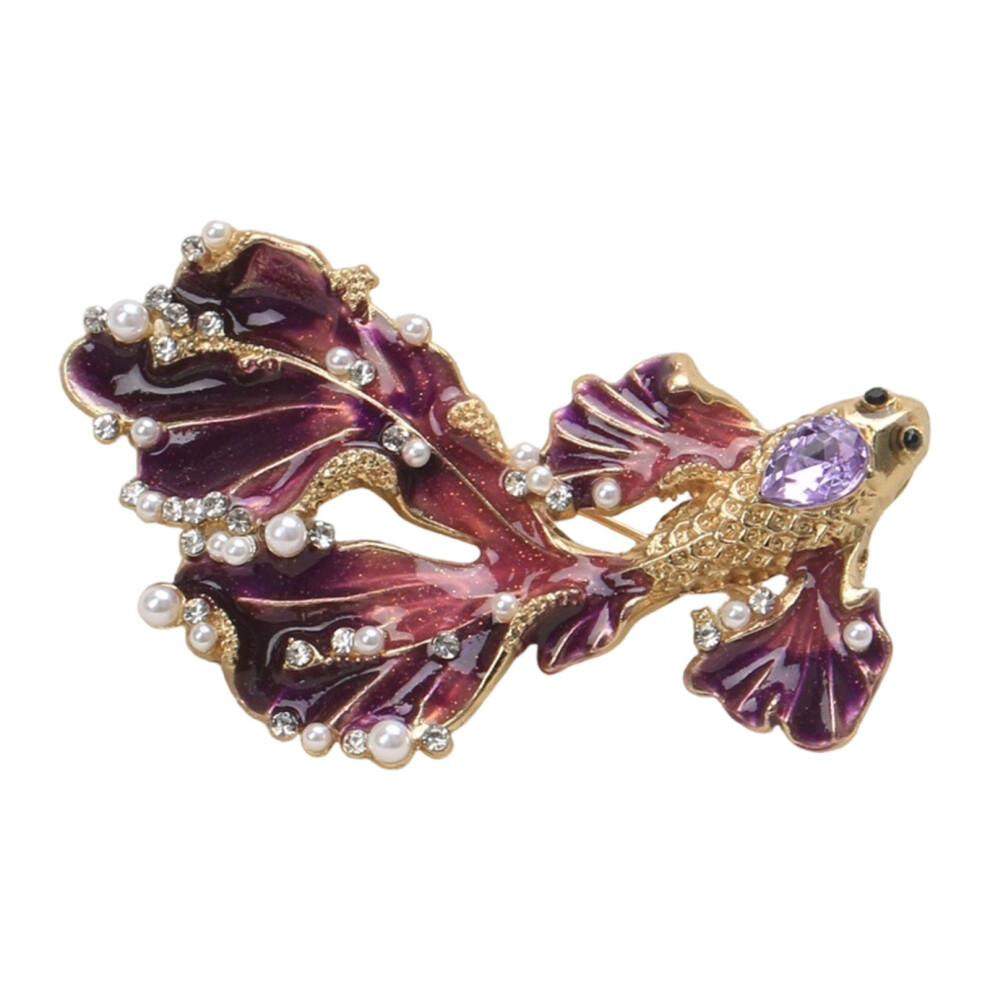 Purple Ocean Inspired Long Tail Brooch Corsage With Sparkling