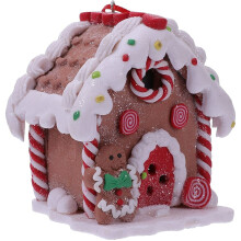 Lindos adornos de casa de jengibre, decoraciones colgantes para el árbol de Navidad, pequeños adornos colgantes de resina para fiestas navideñas,