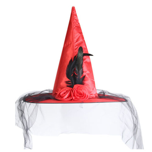 Κλασικό μαύρο καπέλο μάγισσας για πάρτι Halloween, αξεσουάρ κοστουμιού μάγων υψηλής