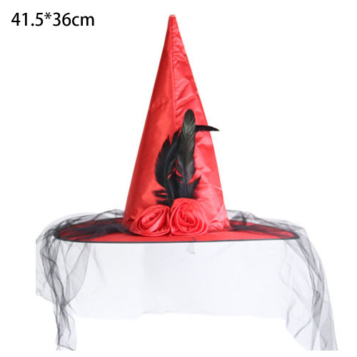 Κλασικό μαύρο καπέλο μάγισσας για πάρτι Halloween, αξεσουάρ κοστουμιού μάγων υψηλής 1