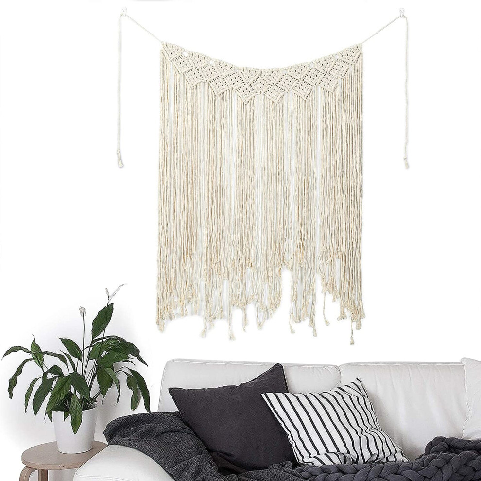 Macrame Curtain For Bohemian Window Treatment, Handmade In India, Unique Patterns For Window Privacy Protection (80*115Cm) 9466005486040