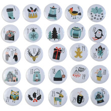 Pegatinas para manualidades, juego de 25 unidades, 38 mm de diámetro, ideales para la cuenta atrás navideña, bonitos diseños, cierre de