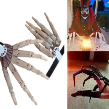 Decorațiune de Halloween, mâini scheletice, material plastic reutilizabil și durabil, deget articulat cu design flexibil în mărime naturală