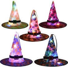Chapéus de bruxa iluminados para decoração de Halloween, luzes de cordão brilhantes para pendurar com 8 modos para jardim, quintal e árvores,