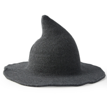Witch Hat For Women, Women's Sheep Wool Cap Foldable Wide Brim Pointed Hat With Soft Warm Knit Design, Costume Party Accessory For Halloween Winter Fe