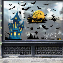 Opakovane použiteľné halloweenske dekorácie, halloweenske nálepky na okná určené pre bohaté vzory na hladkých povrchoch vrátane