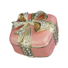 Stylish Flip Top Jewelry Organizers Glittering Rhinestones-Pink