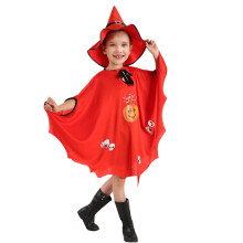 Déguisement d'Halloween pour enfants, avec cape chauve-souris à capuche zippée sur le devant, chapeau amovible et ailes intégrées. Idéal pour
