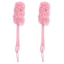 Revitaliserende kroppsskrubb, ergonomisk design sikrer full rekkevidde med ekstra langt håndtak av loofah-svamp, for et silkemykt bad og