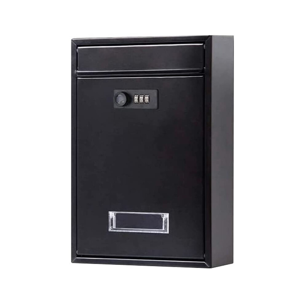 Black Stainless Steel Locking Mailbox With Secure Combination Lock, Weatherproof Wall Mounted Design 9001264771928