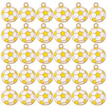30 Pieces Sporty Football Pendants Alloy Keychain Charm-Yellow