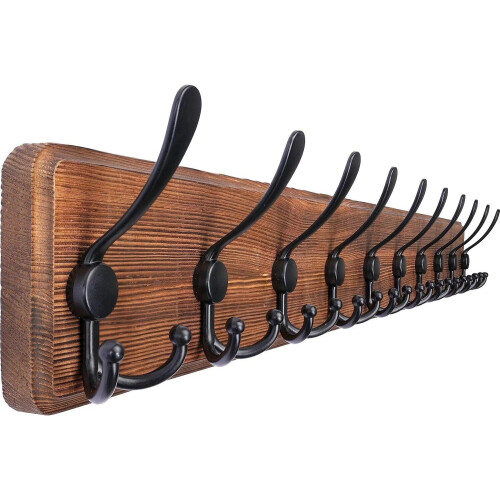 Rustic Wooden Wall Mounted Coat Rack 38.6 Inch Extra Long for Entryway Large Capacity Storage 1