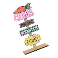 Handmade Rabbits Ear Designs Wood Decoration Suitable-carrot