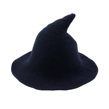 Knitted Cap for Halloween Witch, Witch Wool Hat with Foldable Design Soft Stretchy, Unique Pointed Top Cute Fashionable Warm Thick Sun Protection Hat