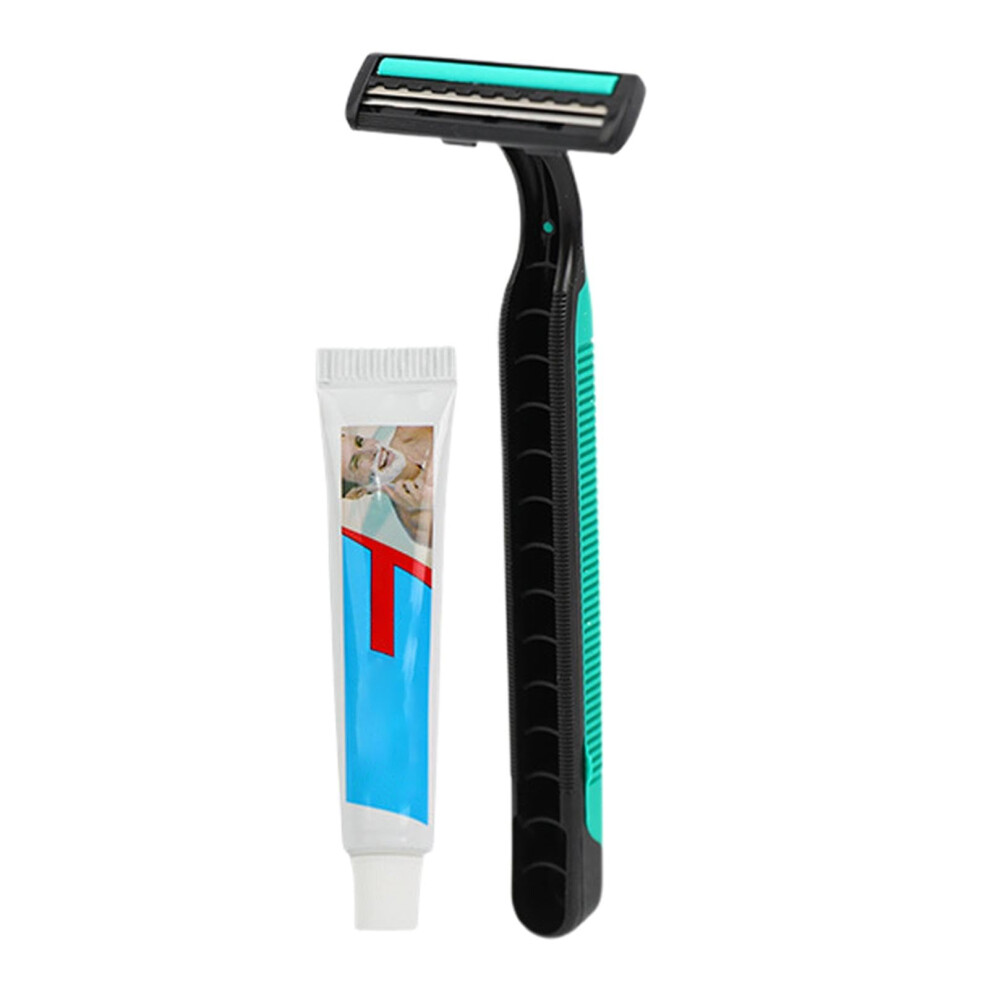 Green Manual Shaver For Men Travel Beard Grooming, Portable Wearresistant Razor In