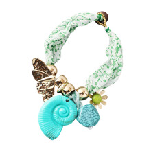 Floral Designs Scarf Necklace Soft Blend Material-Light Green