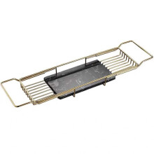 Bathtub Marble Tray with Net Shelf for Bathroom, Spa and Toilet Storage 0.4' Size