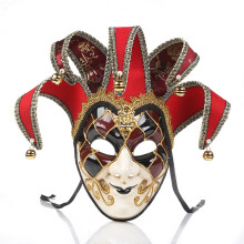 Verstellbare, biegsame Punkte, handbemalte Details, Maskenball-Kostümmaske, Narrenmaske für Partys, Halloween, exquisite Dekoration, Retro-Design,