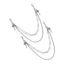 Crystal Key/Butterfly Shoe Charm Pearls-Silver key shoe chai