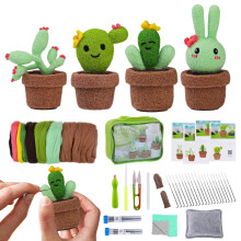 Needle Felting Set for Beginners, Needle Felting Set, Wool Cactus Felt Accessories, Handmade Felt Cactus Modeling for Interior Decoration