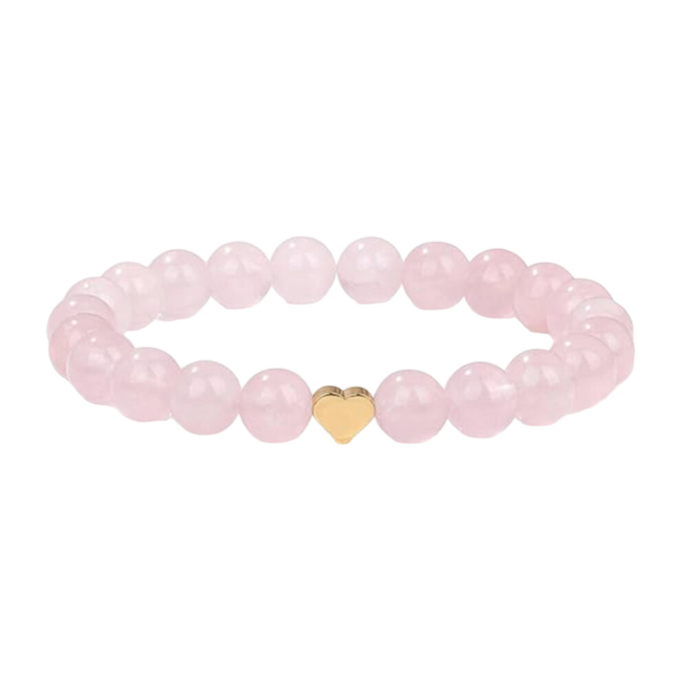 Pink Multicolor Smooth Beaded Crystal Heart- Crystal Love Br