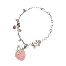 Strawberry Necklace Adjustable Length Alloy Acrylic Jewelry Gift