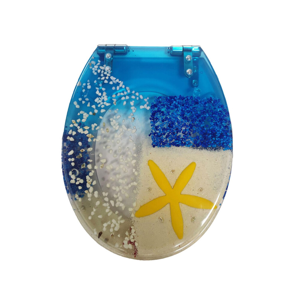 Glitter Toilet Seat With Quick Release Hinges, Resin Sparkly Standard Fix, Blue 9001264774073