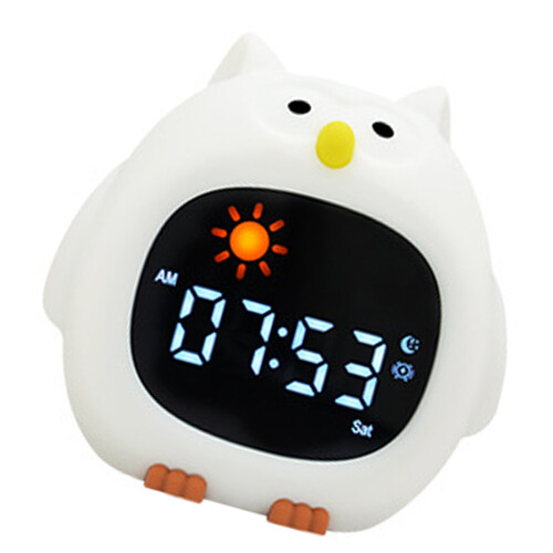 Silicone Animal Shape Alarm Clock With Gentle Night Light-owl