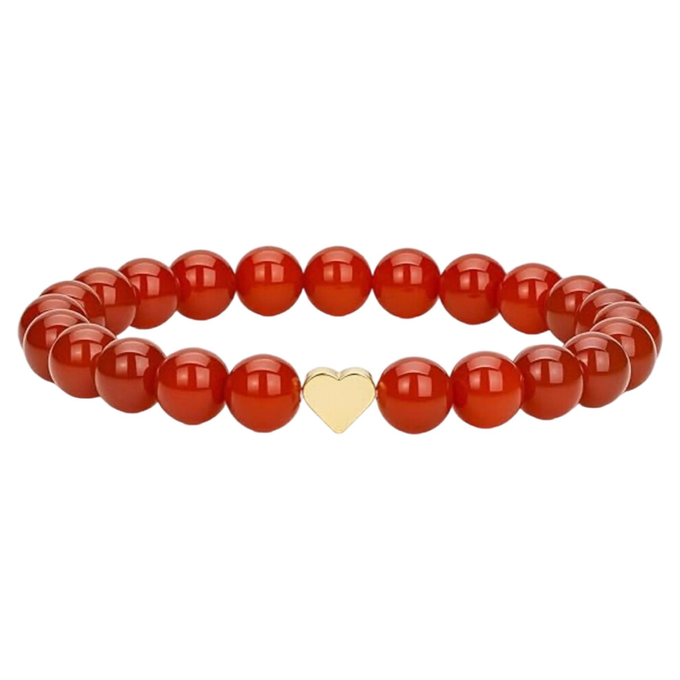 Shatterproof Elastic Heart Bead Bracelet-Red Agate Love Brace