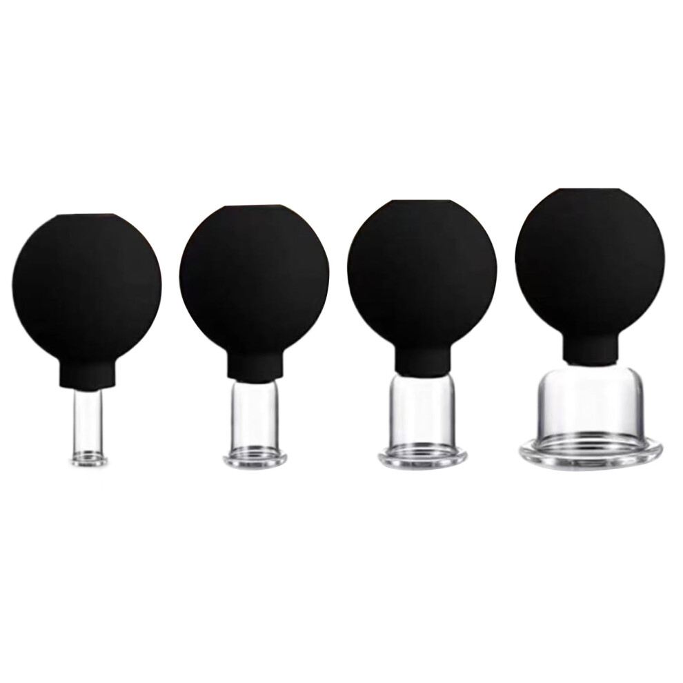 Cupping Cups 4Pcs Glass Cupping Kit Strong Suction Therapy Set Household Vacuum Set for Massage Body Face, Black Therapy