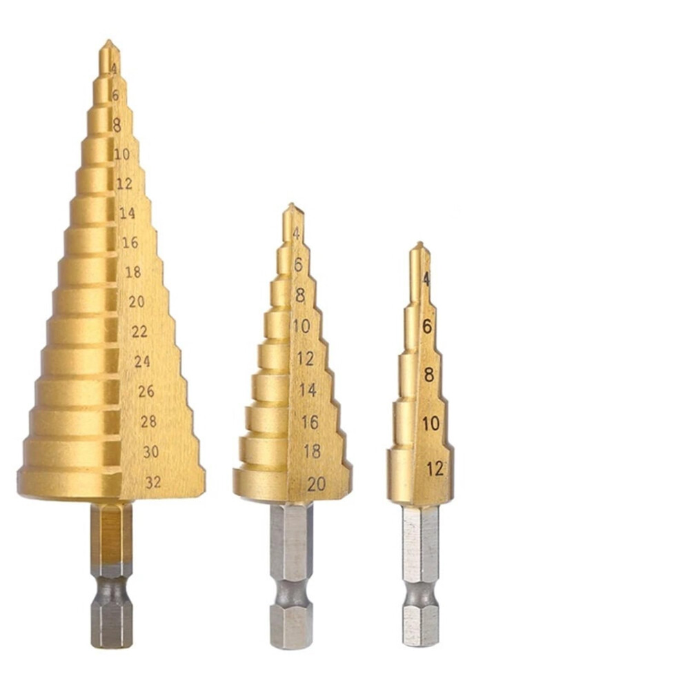 432 Mm 420 Mm Hss Step Drill Bit Speed Steel Metal Wood Hole Cutter Cone Drilling Tool 1/3Pcs(3Pc 412 420 432) Hexagonal 3Pc 412 420 432 9001264774608