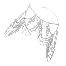 Elegant Layered Fringe Shoulder Jewelry Rhinestones-Silver