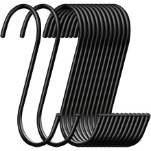 S-vormige haken om op te hangen, hoogwaardige, stevige S-haken, antislip ophangoplossing (groot 9,4 cm, zwart, 30 stuks)