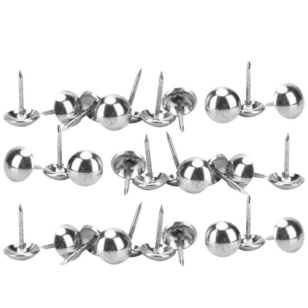100Pcs Antique Brass Iron Upholstery Nails Furniture Decorative Push Pins Accessories 11X17mm (Silver) 9119770577771