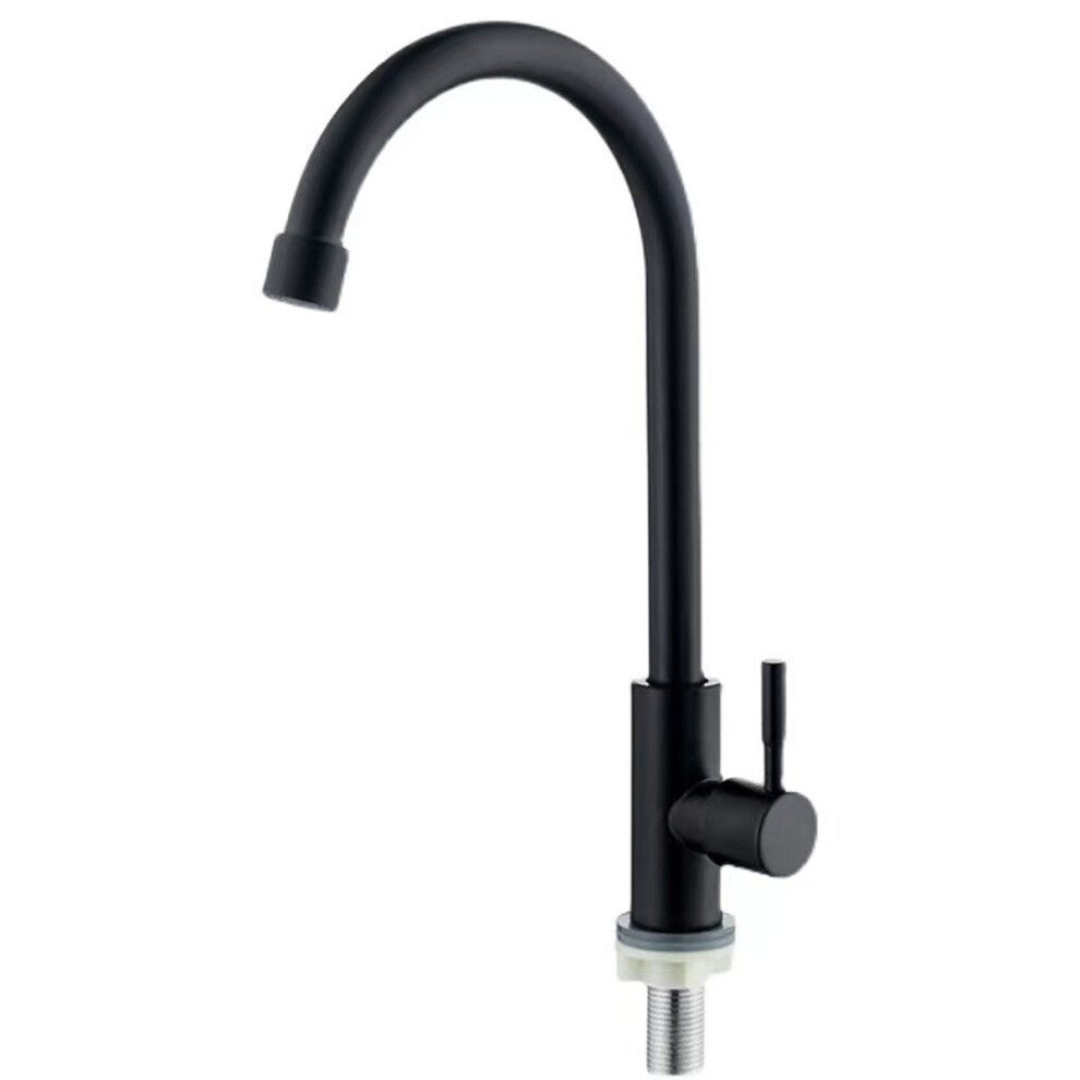 Durable And Rust Proof Faucet With Single Hole Installation, Swivel Spout Cold Water Only Faucet In Matte Black Finish, High Arc Spout Sus304 Stainles 9466005096256