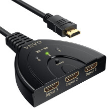 HDMI Switch 4K, Gold Plated 3Port HDMI Splitter HDMI Switcher Supports 4K/Full HD1080p/3D with Speed Pigtail Cable