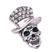 Skull Theme Brooch Multifuntional Rhinestones Accented-Silver