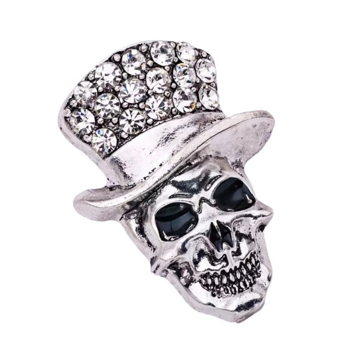 Skull Theme Brooch Multifuntional Rhinestones Accented-Silver