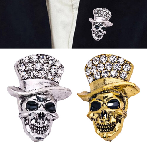 Skull Theme Brooch Multifuntional Rhinestones Accented-Silver 2