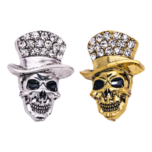 Skull Theme Brooch Multifuntional Rhinestones Accented-Silver 1