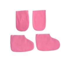 2 Pairs Paraffin Wax Gloves and Booties for Hand and Foot Care, Heat Retention Pink Spa Mitts
