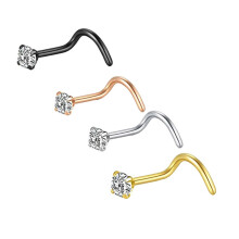 Stainless Steel Cubic Zirconia Nose Pins 4pcs-S rod 1.5mm