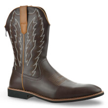 (UK 7, Brown) Mens Zip Up Western Ankle Cowboy Biker Boots New Smart Casual Fashion Shoes Size