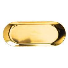 Gold Oval Serving Tray for Jewelry, Fruit and Bathroom Vanity Storage, Elegant Metal Décor