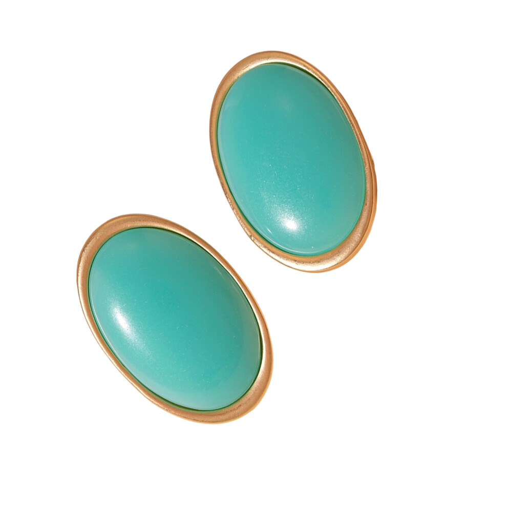 Artistics Resin Oval Studs Earrings Sterling Silver-Blue