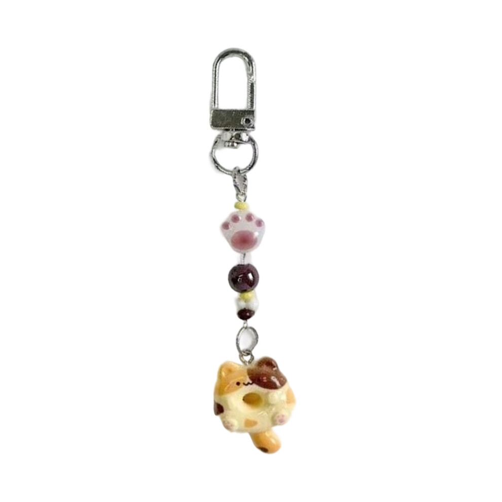 Adorable Kitty Doughnuts Resin Keyring For- Keychain Orange 7696001093214