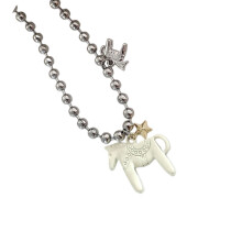 Playful Horse Inspired Necklace 44cm Titanium Steel Chain-White