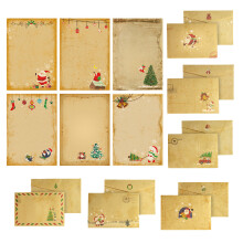 Vintage świąteczne artykuły papiernicze, ponadczasowy papier do pisania i koperty w odcieniu vintage 60GSM, dużo miejsca na kartki