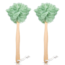 Brosse nettoyante pour le dos à mousse riche, design facile d'accès avec filet en nylon doux, long manche en bois pour une portée étendue,